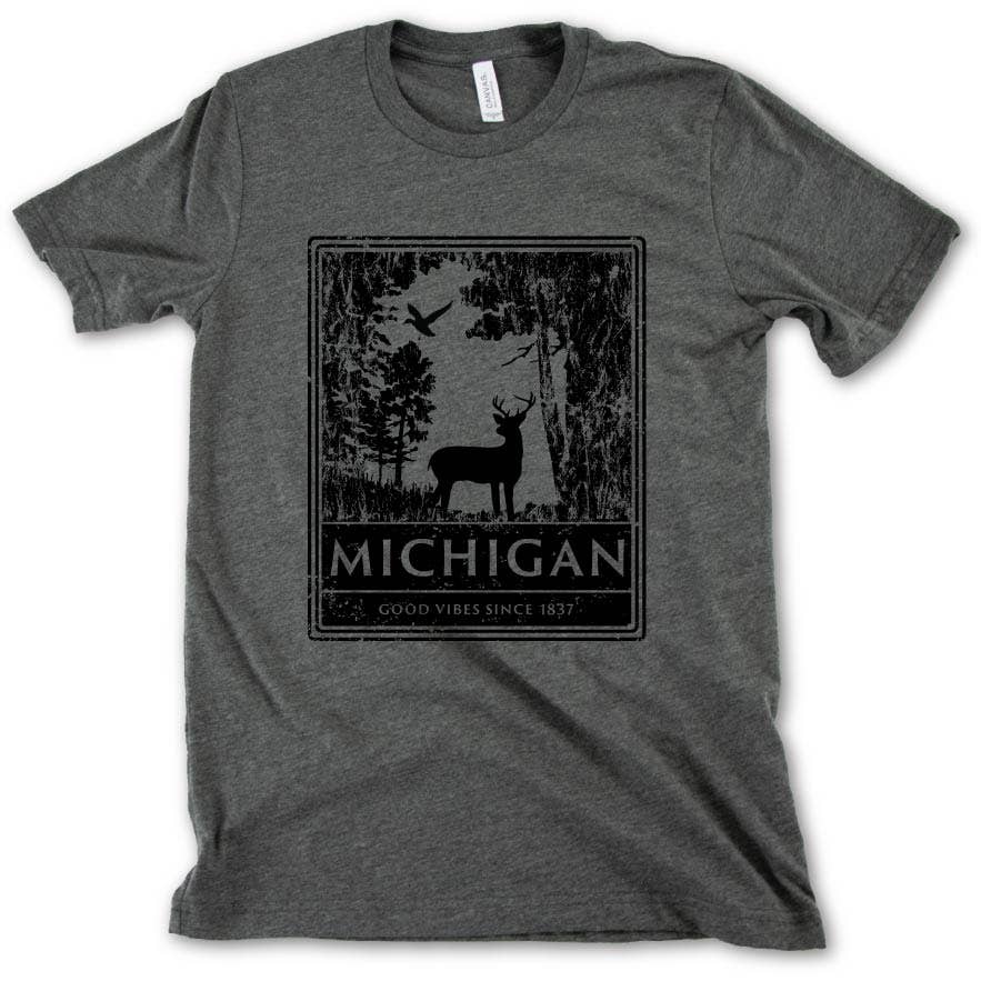 MICHIGAN VIBES - Wholesale Screen Printed T-Shirt - Unisex - White-tailed Tee1