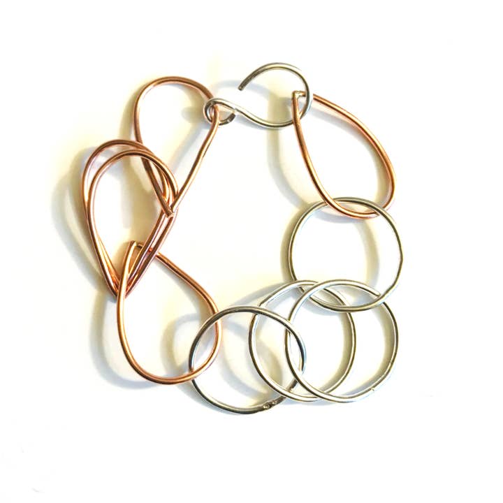 Mixed Metal Chunky Link Bracelet - Copper and Silver for wholesale by The Pink Locket