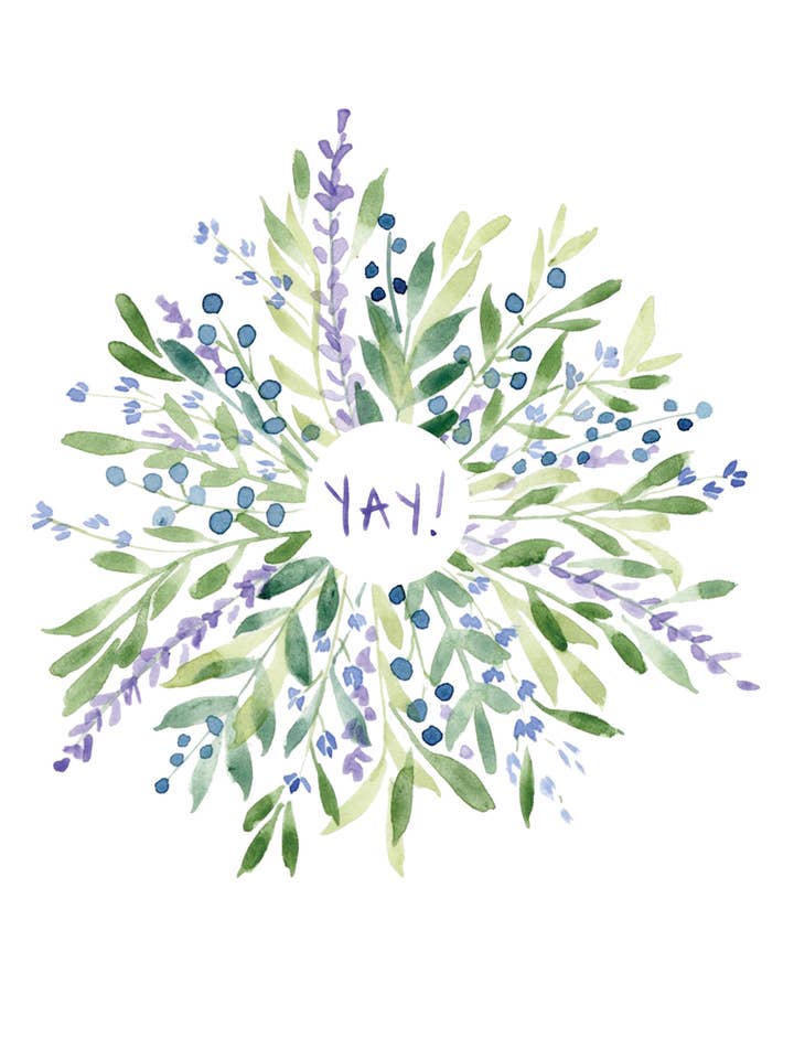 Yay Wreath Greeting Card for wholesale by Dori Boyce Art