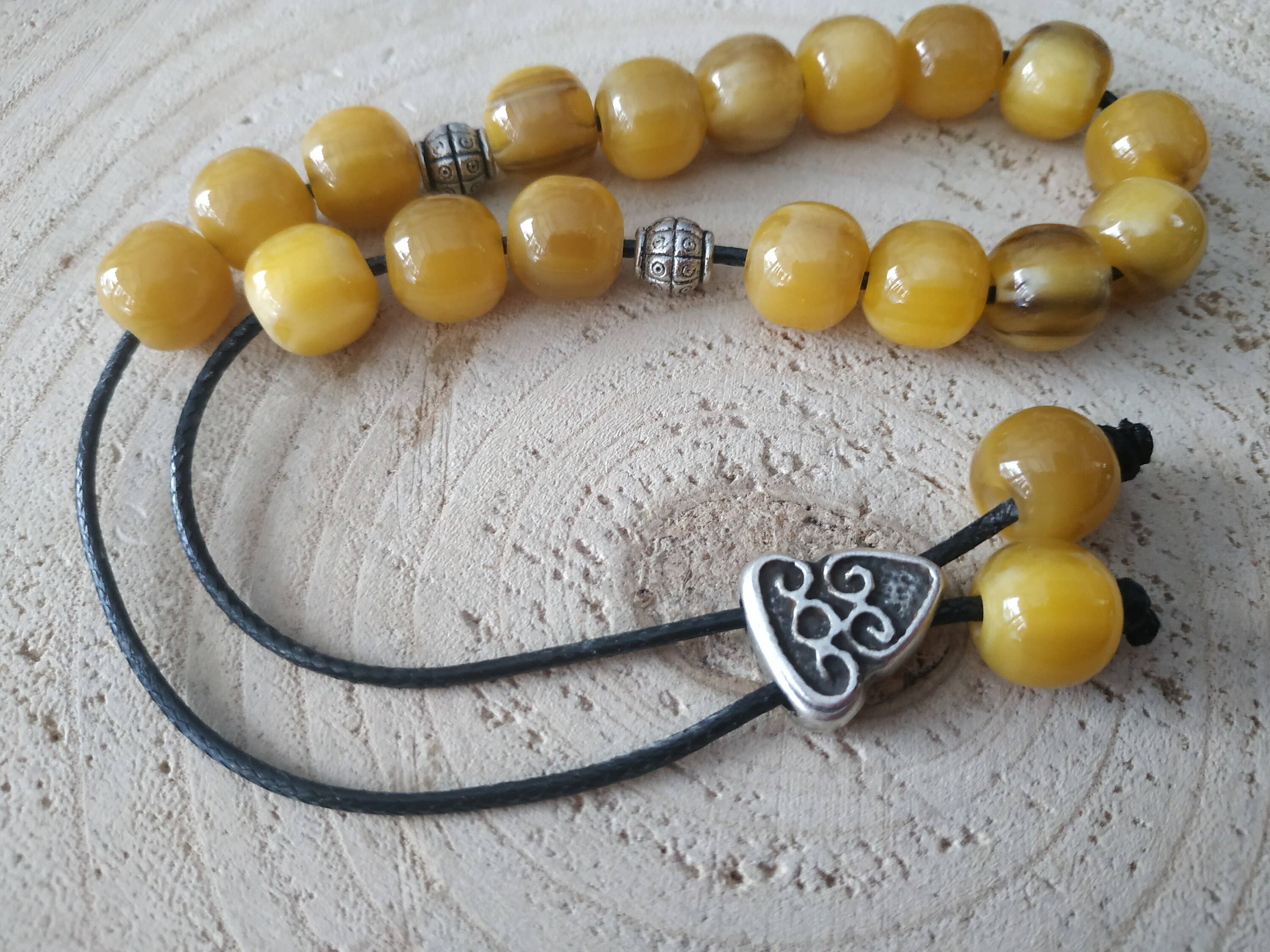 Kalliopi P. Giannoula - Poppygshop – wholesale Beaded bracelet – 21 Yellow Resin Worry Beads2