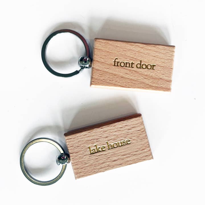 Studio Portmanteau - Wholesale Keychain - Unisex - Foil Embossed Custom Text Beech Wood Keychain