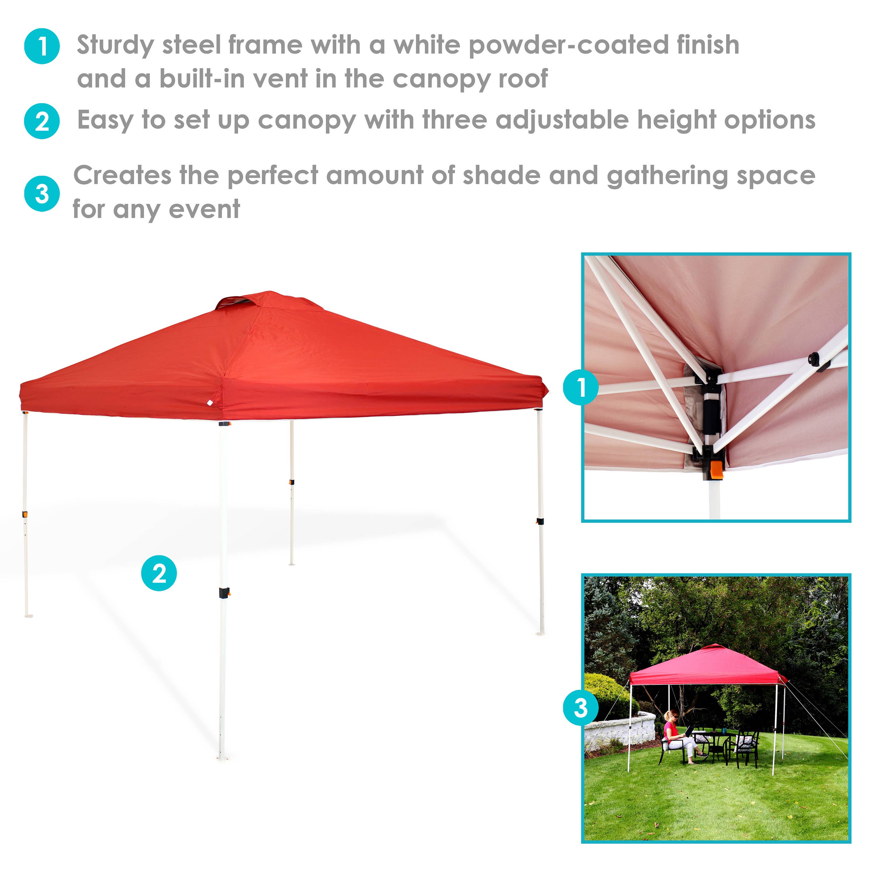 Sunnydaze Decor - Wholesale Sports & Outdoor - Premium Pop-Up Canopy with Sandbags - 12 ft x 12 ft - Red2
