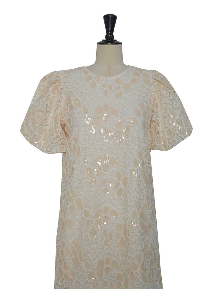 ELLI WHITE - Vente Robe – femme - Robe à motif en relief et sequins0