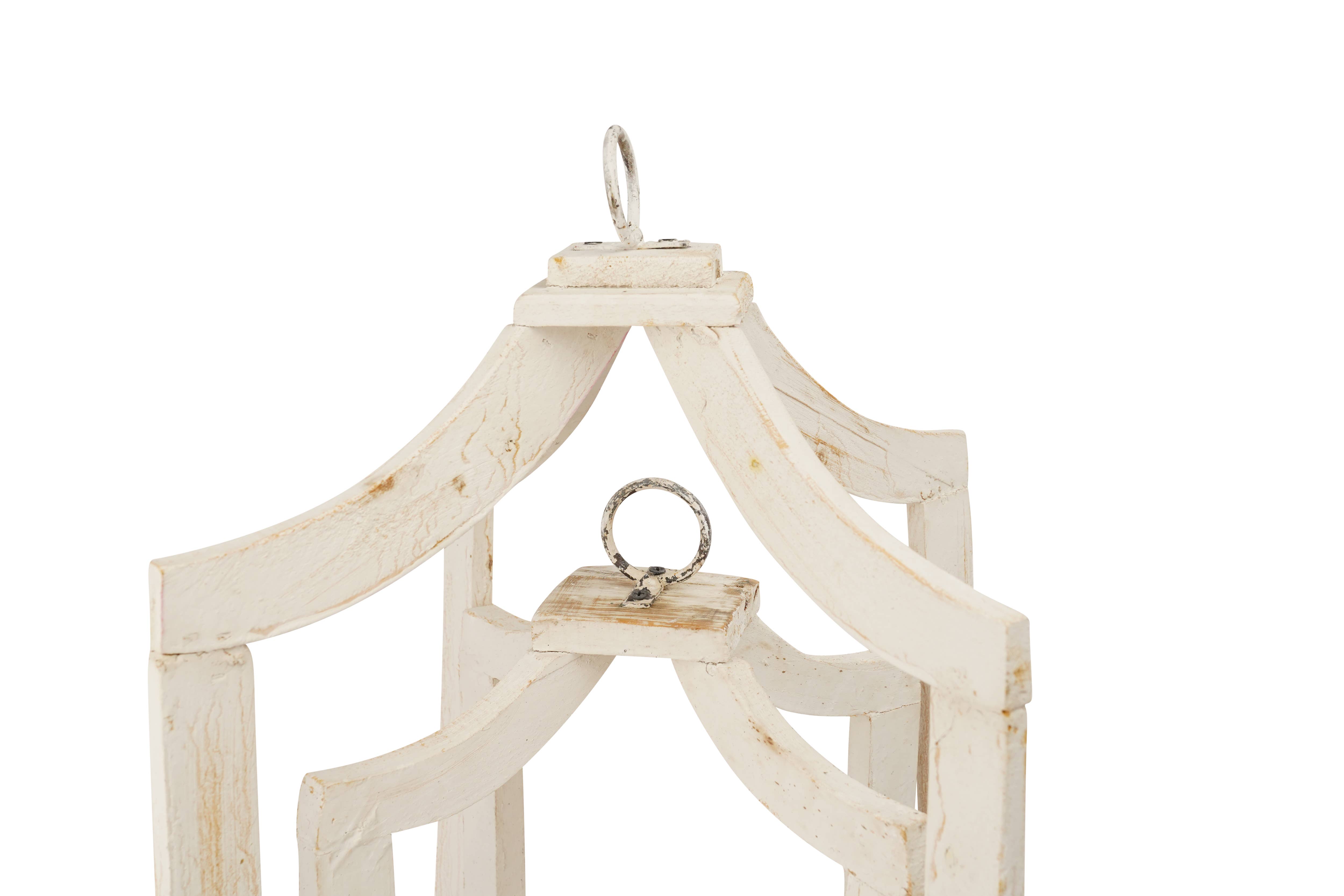 My Amigos Imports - Vente Lanternes - Lanterne en bois Canopy Farmhouse - Décoration d'intérieur - Blanc shabby - Petit2