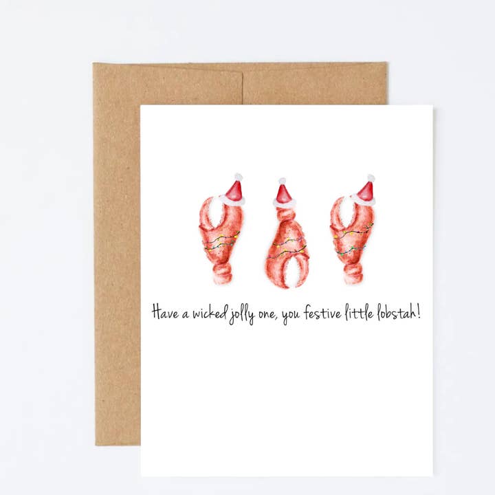 Have a Wicked Jolly One, You Festive Little Lobstah Greeting Card for wholesale by Inkwell & Poppy