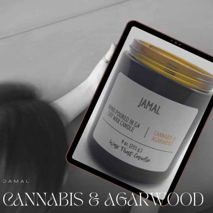 Wax That Candle - Wholesale Jar/Filled Candle - Jamal - Cannabis & Agarwood Soy Scented Candle