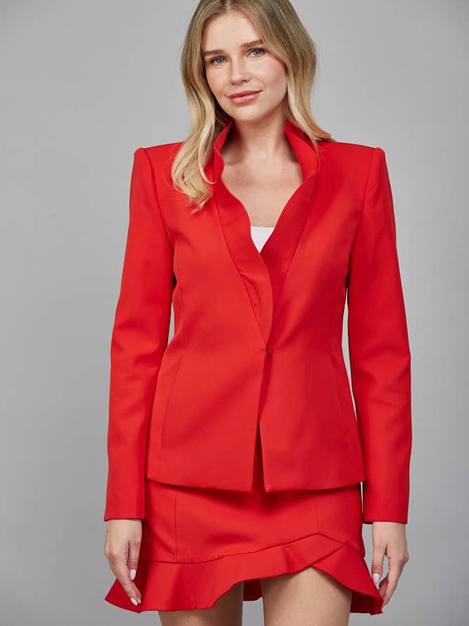 SCULPTED COLLAR STRUCTURED BLAZER FJ75252 for wholesale by FATE