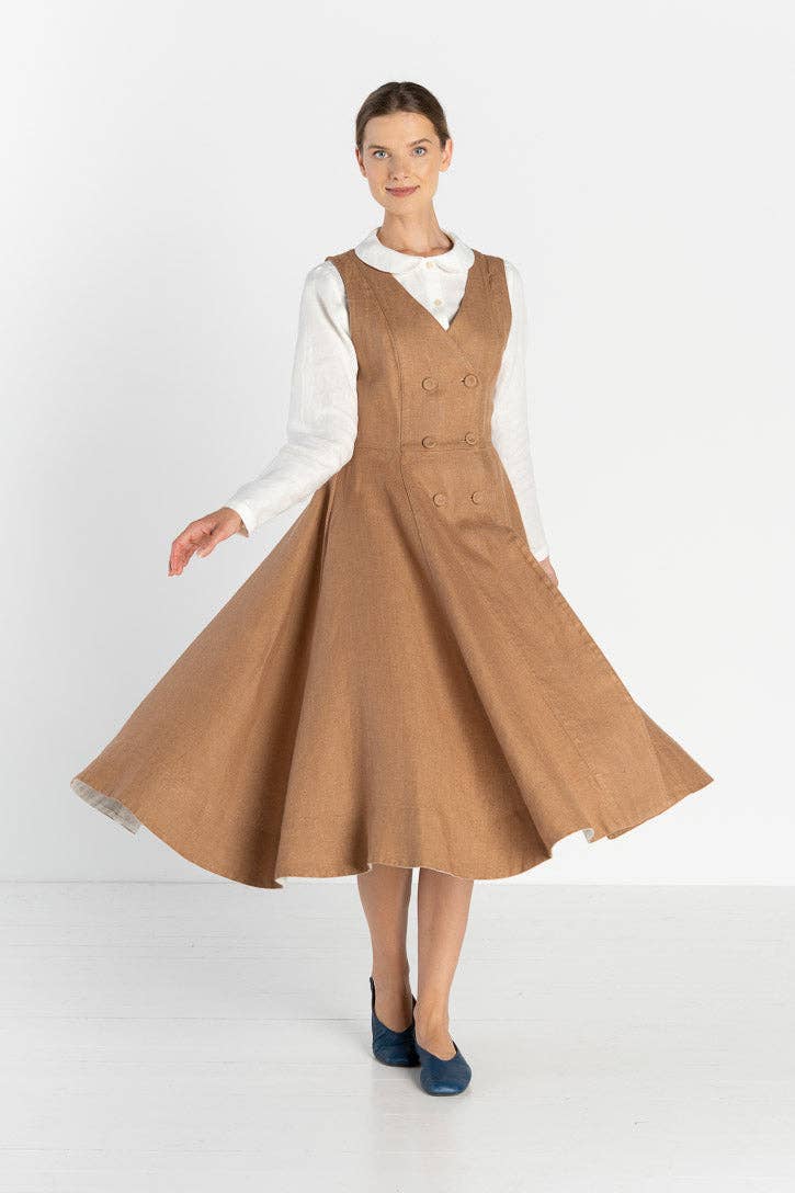 Son de Flor - Wholesale Dress - Women's - Rosa – Midi Linen Dress with Double-Button Front15