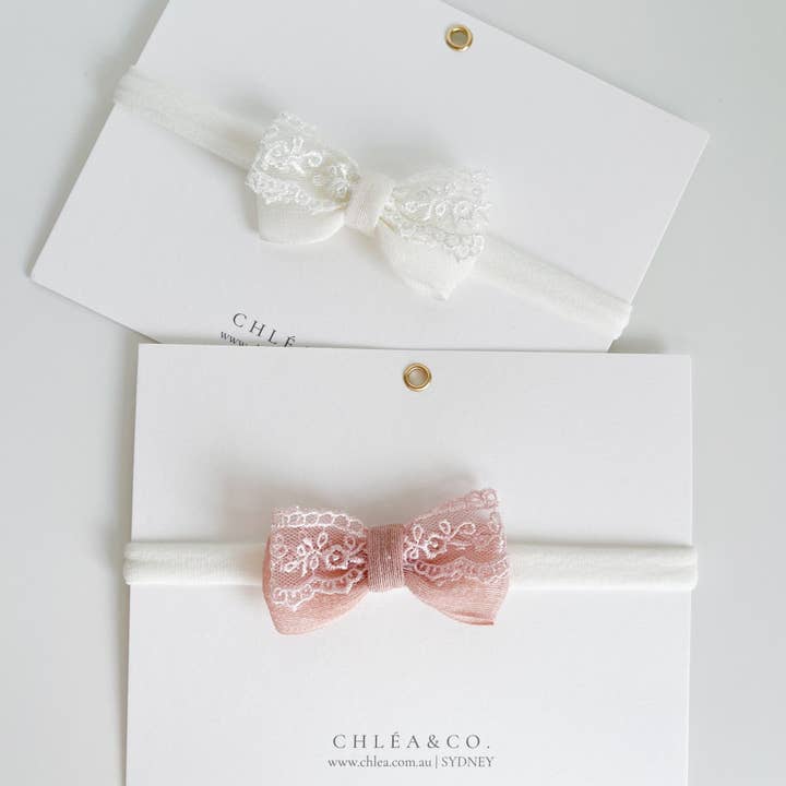 Soleia Lace Bow Headband for wholesale by Chlea & Co.
