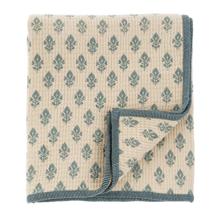 Avery Crib Blanket, Blue for wholesale by Indaba Trading