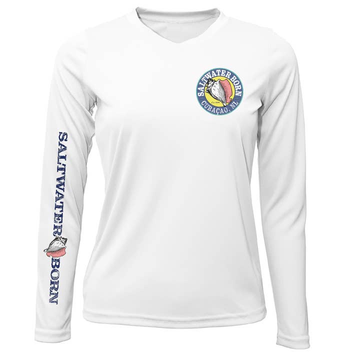 Saltwater Born – wholesale Screen printed t-shirt – Women′s – Curaçao, Netherlands Kraken Women's Long Sleeve UPF 50+ Dry-Fit Shirt