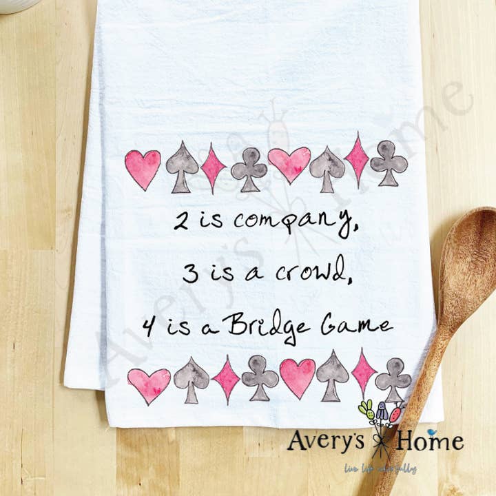 Funny 4 is a Bridge Game Card Player Gift Tea Towel for wholesale by Avery's Home