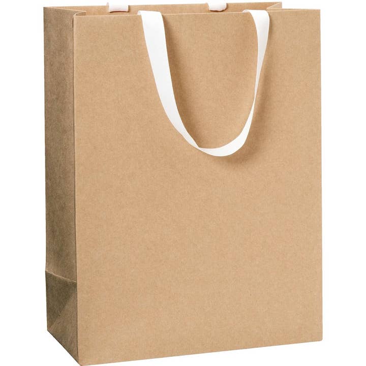 Giftwrap UK – wholesale Gift bag – Brown Gift Bag - Embossed - Ribbon Handle