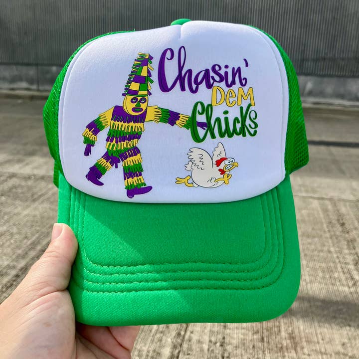 Mardi Gras chasin’ dem chicks trucker hat for wholesale by on the Bayou