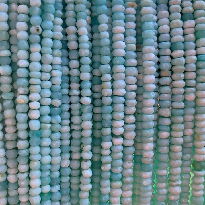 BestBeads&Beyond - Wholesale Beads - High Quality Genuine Blue Opal Smooth/Faceted Rondelle Beads
