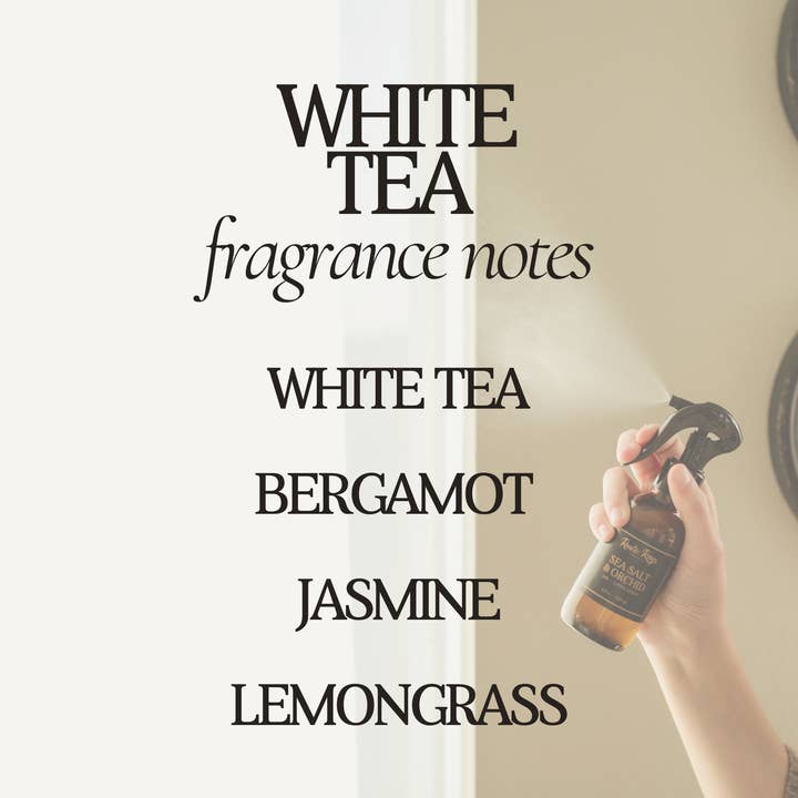 Rustic Rays Candle Co. - Wholesale Room & Linen Spray - White Tea Room Spray - 4 oz Amber Glass Bottle3