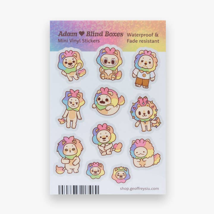 Adam ama i fogli di adesivi in vinile mini delle scatole cieche per la vendita all'ingrosso da parte di Geoffrey Siu Art LLC