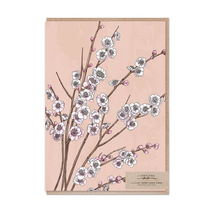 Plum Blossom Portrait Card for wholesale by Typoflora