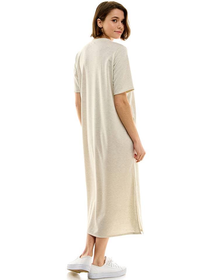 Azules Clothing - Wholesale Dress - Women's - 8272FT | Luxe Comfort French Terry Midi Dress | Made in USA