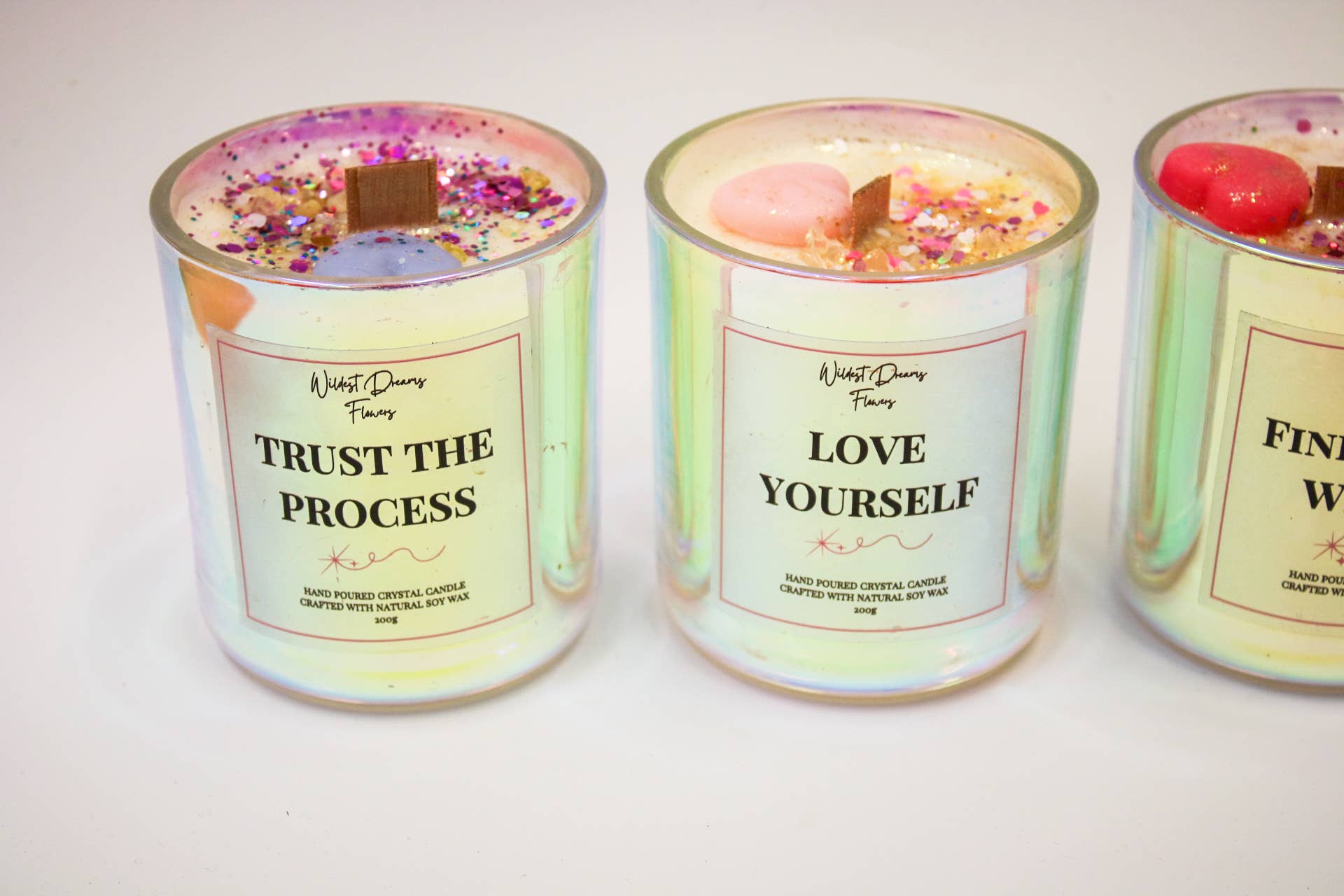 Wildestdreams.flowers – wholesale Jar/filled candle – Positive Energy Crystal Candle- Trust The Process 6