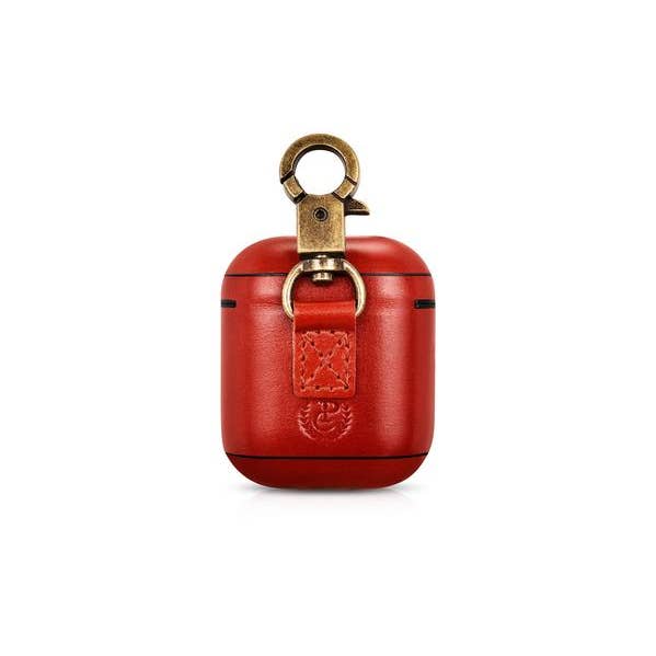 CairPods - Wholesale Airpod/Earbud Case - Men's - Vintage Premium Leather AirPods Case - Red2