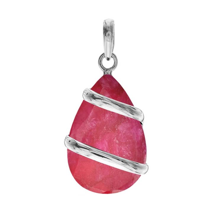 Amy banded ruby quartz pendant for wholesale by Kali Ma Designs - Sterling Silver Jewellery