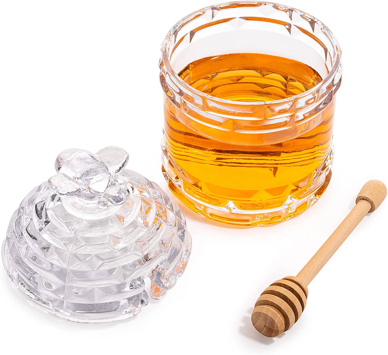 The Wine Savant /  Khen Glassware - Wholesale Honey Pot - Bee Honey Jar, Rosh Hashanah 5" H - Glass Honey Pot2