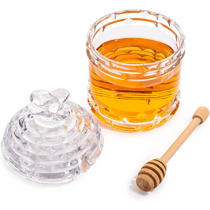 The Wine Savant / Khen Glassware - Wholesale Honey Pot - Bee Honey Jar, Rosh Hashanah 5" H - Glass Honey Pot2