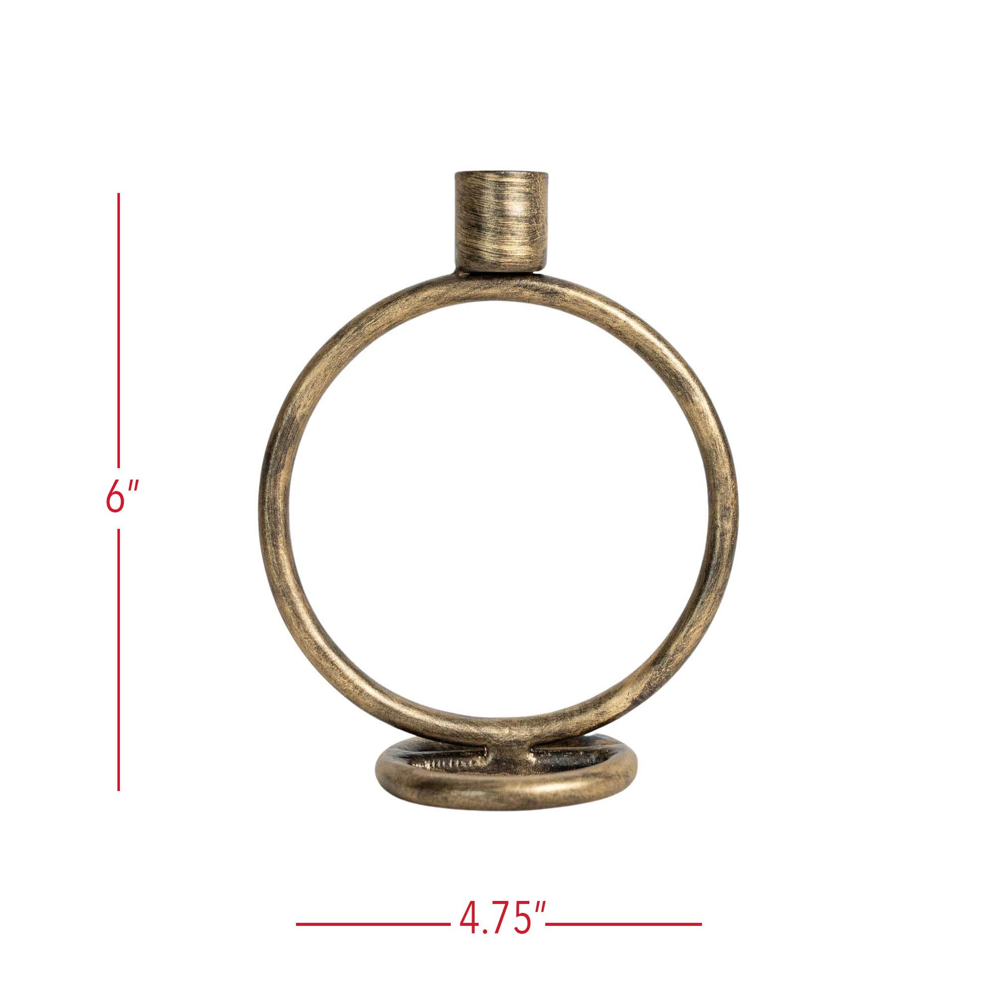 Foreside Home & Garden - Wholesale Candle Holder - Kacela Brass Round Sculpture Taper Candle Holder Metal4