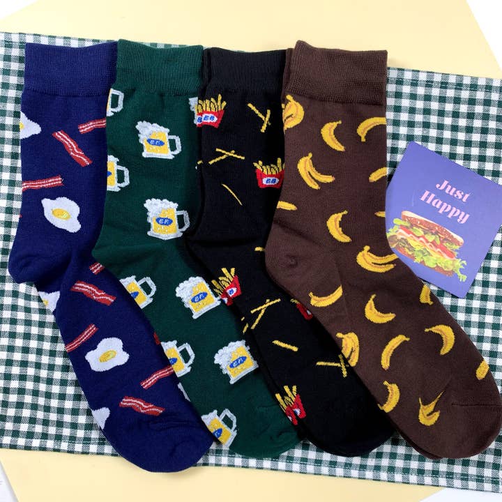 7DAYSSOCKS - Wholesale Socks - Men's - Men's Crew Unique Food Pattern Socks