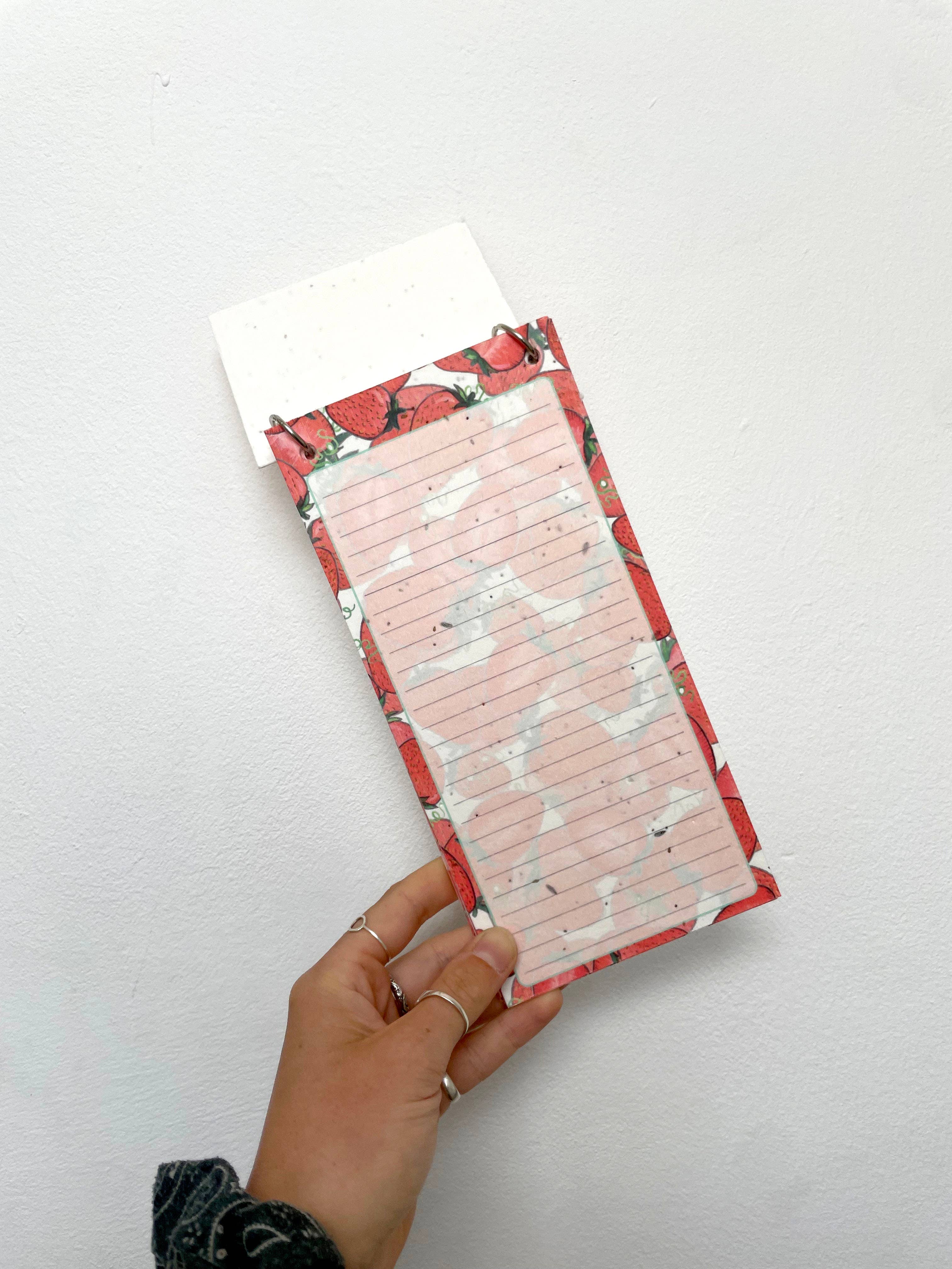 The Flower Girl Studios - Wholesale Notepad - Plantable Seed Paper Notepad List Journal - Strawberry Red1