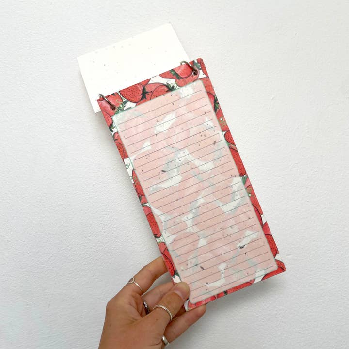 The Flower Girl Studios - Wholesale Notepad - Plantable Seed Paper Notepad List Journal - Strawberry Red1