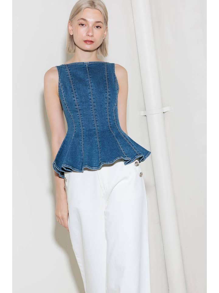 A washed denim top - FT1576 for wholesale on Faire
