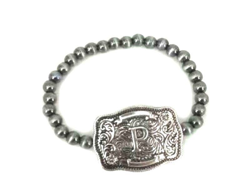 Snowing West - Wholesale Beaded Bracelet - Western Buckle Initial Stretch Bracelet11