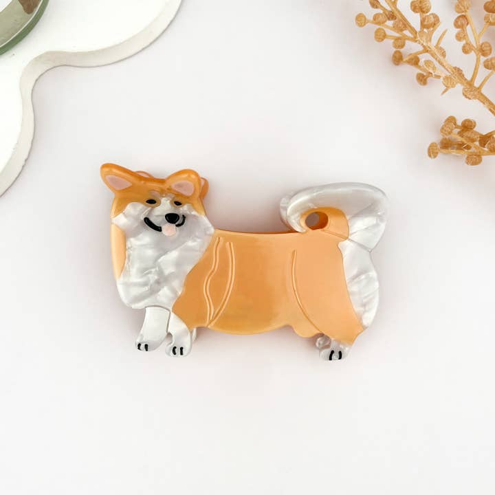 mildstyles - Wholesale Hair Clip - Women's - Cute Corgi Dog Hair Clip Acetate Animal Claw Clip