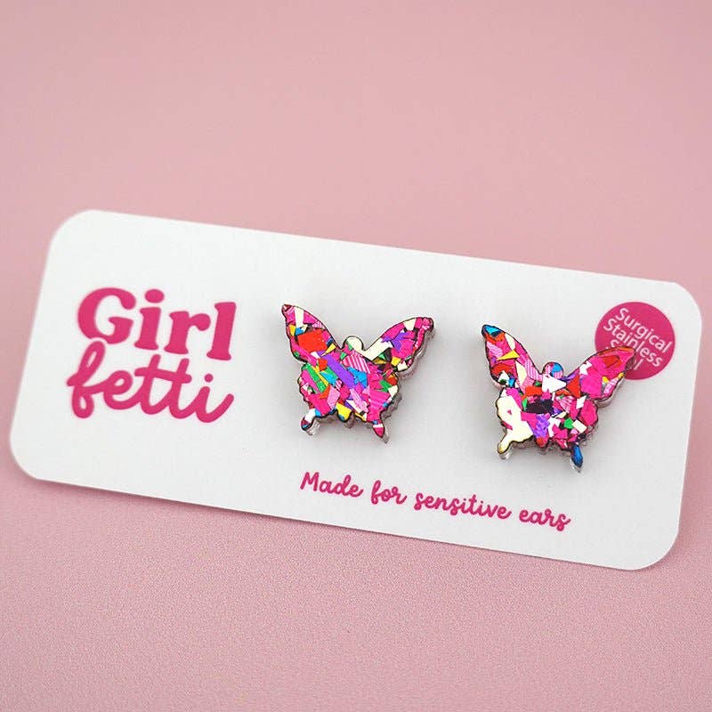 Girlfetti - Wholesale Stud/Post Earrings - Butterfly Acrylic Stud Earrings1