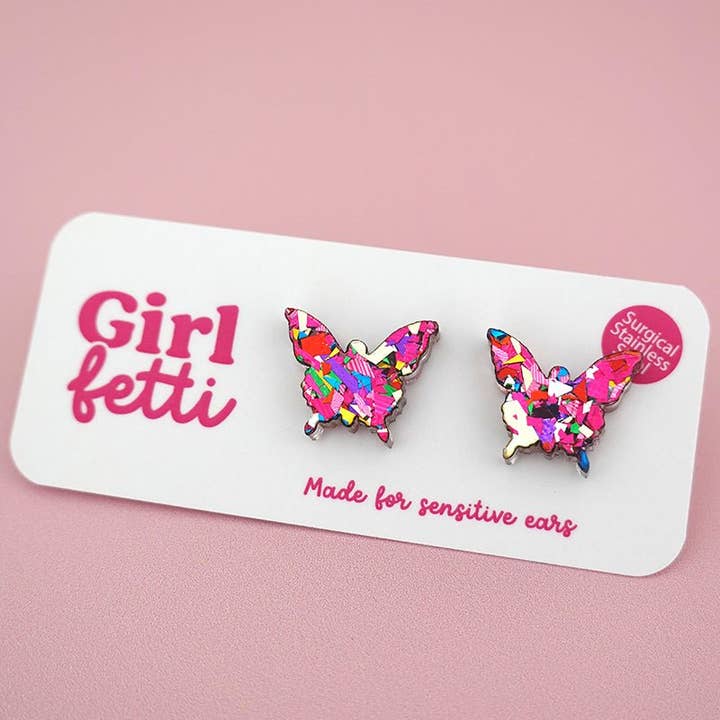 Girlfetti - Wholesale Stud/Post Earrings - Butterfly Acrylic Stud Earrings1
