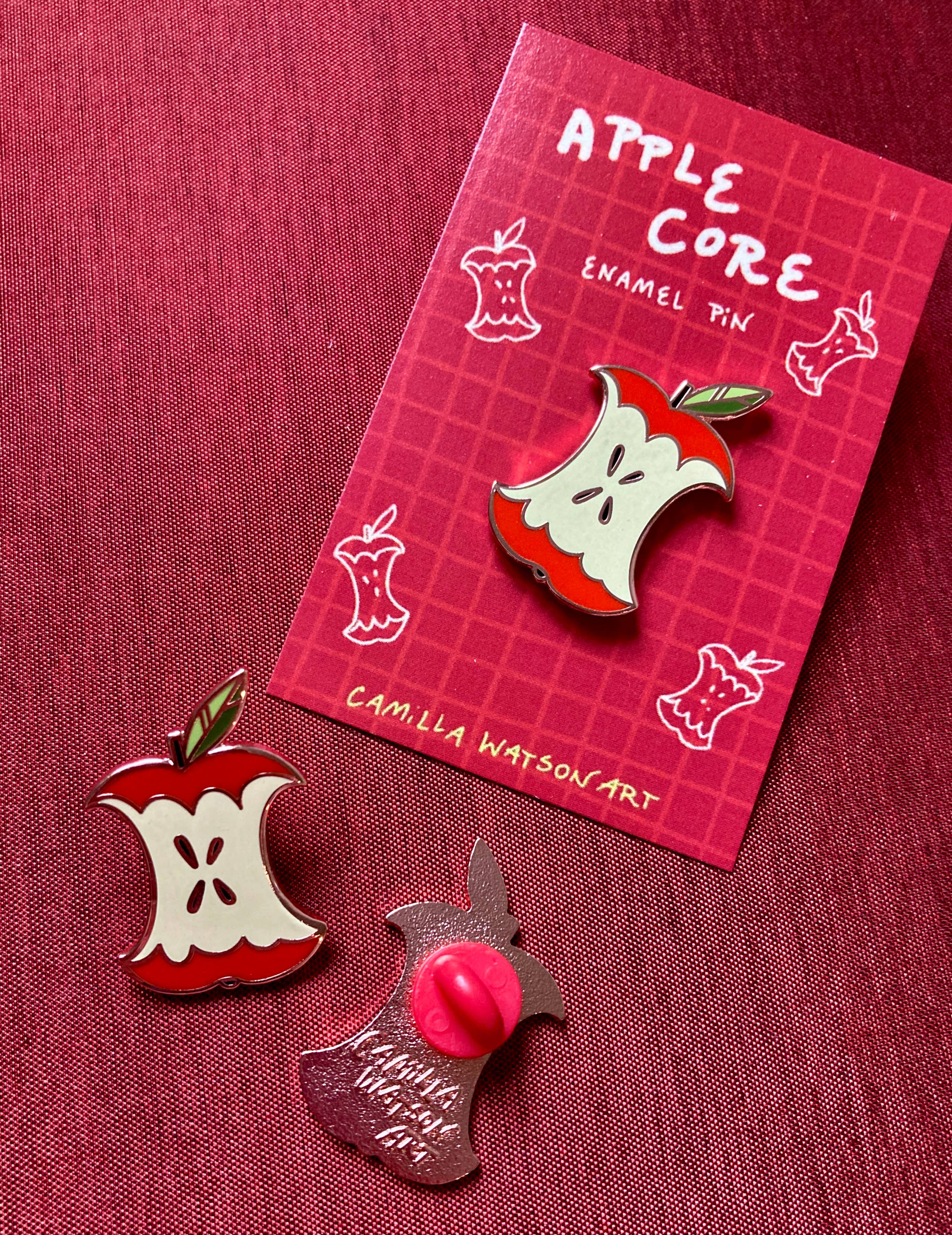Camilla Watson Art - Wholesale Lapel Pin/Button - Apple Core Enamel Pin1