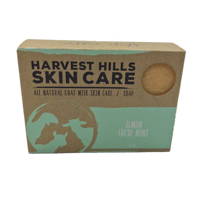 Citroen verse munt geitenmelkzeep voor wholesale door Harvest Hills Skin Care, LLC