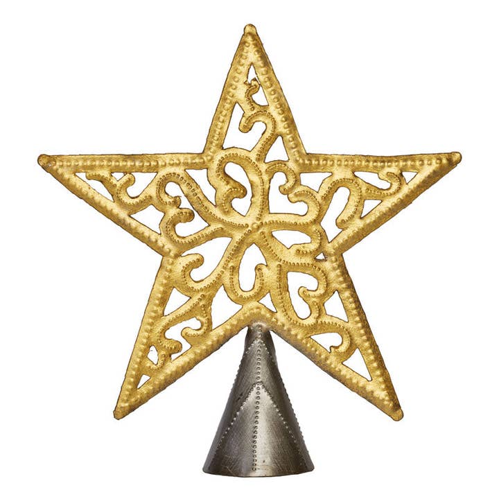 Gold Filigree Star Tree Topper for wholesale by Beyond Borders