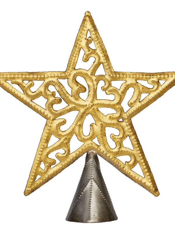 Topper per albero stellato in filigrana dorata per la vendita all'ingrosso da parte di Beyond Borders