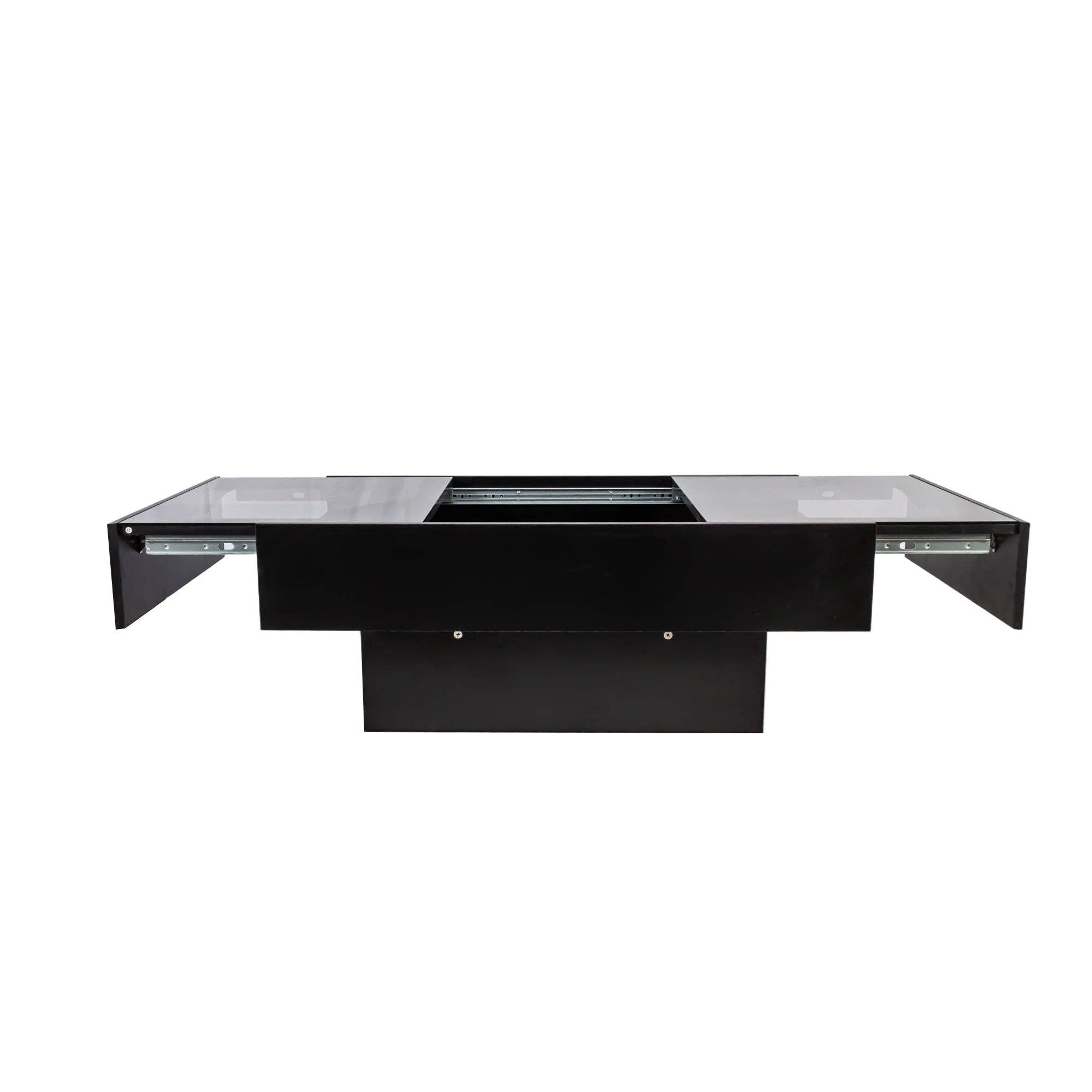 39F Inc. - Vente Tables basses - Table basse coulissante avec rangement caché, MDF noir3