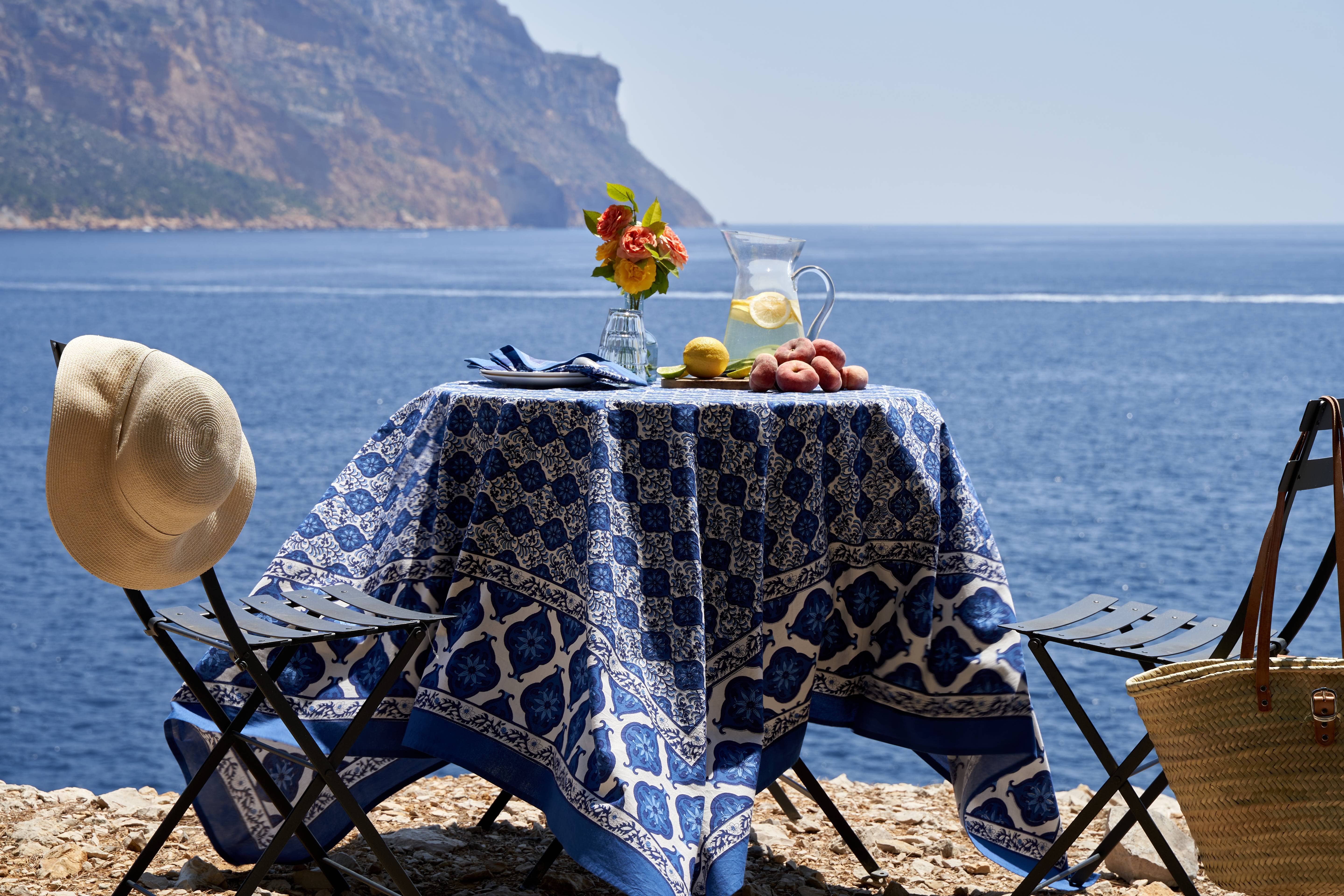 Caravan Home - Wholesale Tablecloth - Azulejo Blue Tablecloth5