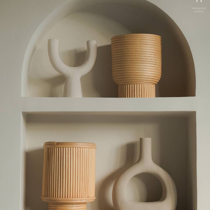 Sawah Botanical - Wholesale Plant Pot - Alya Mid Century Medium Rattan Wicker Cane Planter2