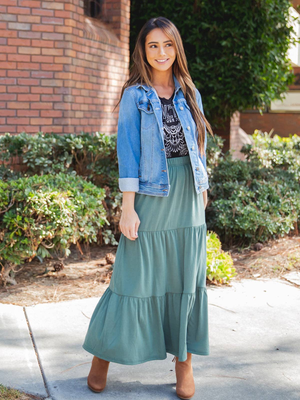 Tickled Teal - Wholesale Skirt - Women's - Tiered Celeste Maxi Skirt3