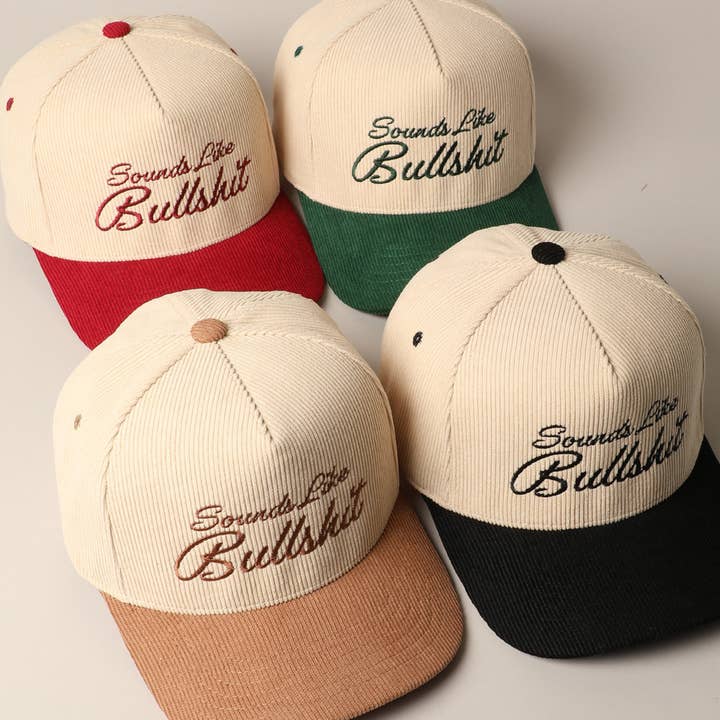 Fashion City - Wholesale Trucker Hat - Unisex - Sounds like Bullshit Corduroy Trucker Baseball Cap