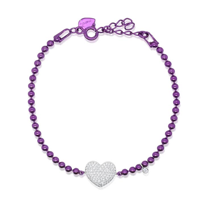 Diamant Hjerte Lilla Sølv Armbånd for engroshandel hos Meira T