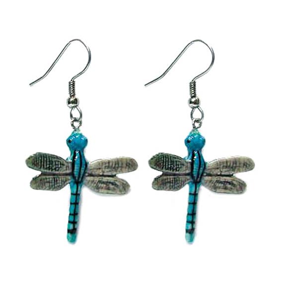 Little Critterz – wholesale Hängande örhängen – Blå rand Dragonfly Örhängen0