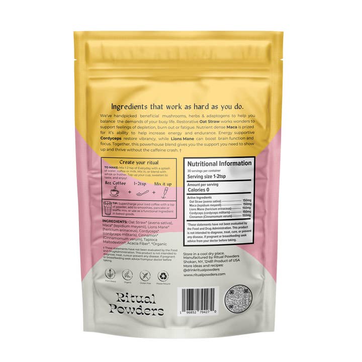 Ritual Powders - Wholesale Powdered Health Drink - Everyday | Mushroom Adaptogenic Coffee Enhancement Blend 
2