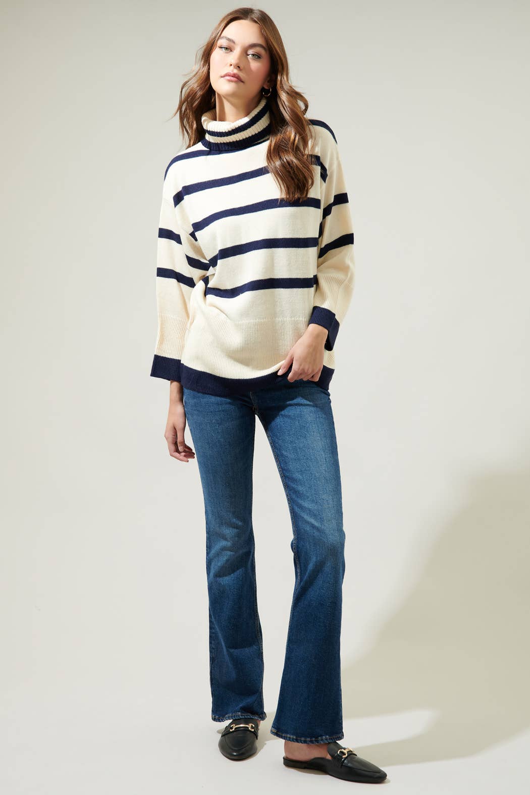 Sugarlips - Wholesale Knit Sweater - Women's - Hailey Hunter Striped Turtleneck Sweater4